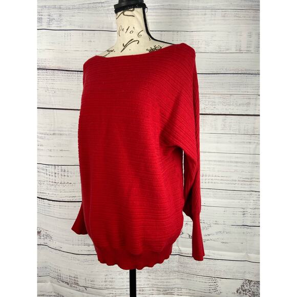 Chicos 0 Soft Cashmere Blend Rib Sweater Womens S Red Classic Fit Long Sleeve - Picture 2 of 12